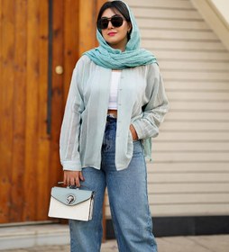 تصویر شومیز پری ترک رنگ سبز پاستیلی طرح شایلی 