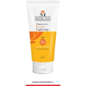 تصویر کرم ضد آفتاب رنگی SPF50 مناسب پوست خشک و خیلی خشک مدیلن 