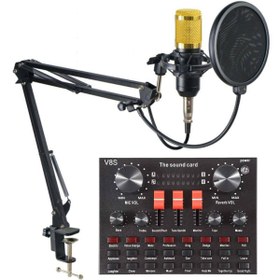 تصویر کیت کارت صدا V8S همراه میکروفن BM-800 Sound Card V8S Mixing Professional and Microphone BM-800 KIT