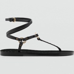 تصویر صندل چرم شکاف‌دار با قفل برند mango man Split Leather Sandals With Buckle