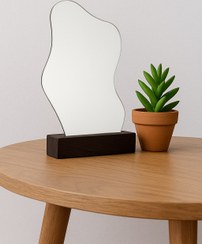 تصویر آینه رومیزی طرح دفرمه مدل یاس - خودرنگ روشن 