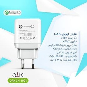 تصویر شارژر دیواری اوآک مدل CH-1001 به همراه کابل تبدیل microUSB 