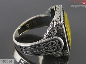 تصویر انگشتر نقره عقیق زرد شرف الشمس مردانه مدل هامان کد 62302 ا Sharaf Shams ring, Haman model Sharaf Shams ring, Haman model