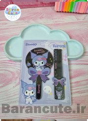 تصویر ست آینه و شانه طرح کرومی و استیچ Mirror and comb set, chrome and stitch design