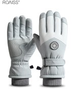 تصویر دستکش فلیس اسکی و ورزش زمستانی یونیسکس برند roaiss Unisex Winter Sports Skiing and Skiing Fleece Gloves Couples' Waterproof Cycling Gloves,Outdoor Running Cold-Resistant Adjustabl