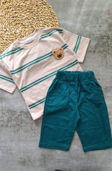 تصویر تیشرت شلوارک راه راه جنس نخ پنبه کیفیت عالی 