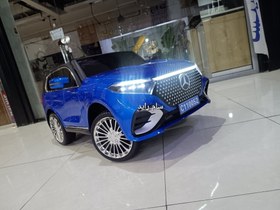 تصویر ماشین شارژی benz بزرگ دو نفره فول آبی متالیک 