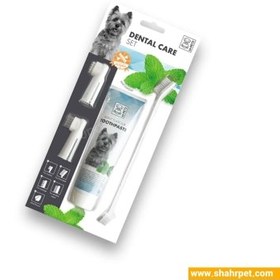 تصویر ست مسواک و خمیر دندان سگ و گربه ام پتز M-Pets-Dental-Care-Set