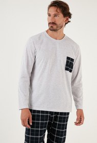 تصویر ست پیژامه فاق نرمال آستین بلند شطرنجی مردانه | بوراتی Buratti 6572001 