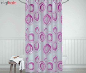 تصویر پرده حمام دلفین کد Ev-4954v2 سایز 200×180 سانتی متر | صورتی | 