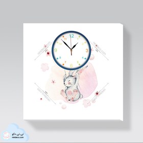 تصویر ساعت دیواری طرح خرگوش کوچولو و بادکنک 