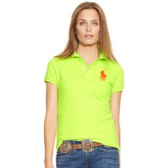 تصویر پولو شرت زنانه Ralph Lauren Skinny Fit Big Pony Vivid Lime 