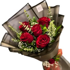تصویر دسته گل رز قرمز (کد۱۰۰۸) 