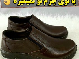 تصویر هدیه روز پدر کفش مجلسی مردانه چرم طبیعی تبریز زیره پیو طبی صدرصد کیفیت عالی قهوه ایی 