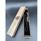 تصویر تسبیح ۳۳ دانه اونیکس (عقیق) مشکی فست 