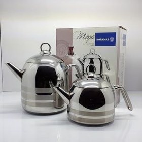 تصویر کتری و قوری کرکماز مدل Mega کد 091 Korkmaz Mega A091 Teapot And Kettle Set