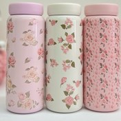 تصویر تراول ماگ درب پیچی گلدار برجسته - صورتی گل ریز 