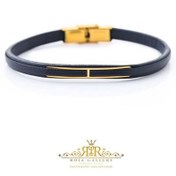 تصویر دستبند چرم و طلا مردانه - کد LB-72403 