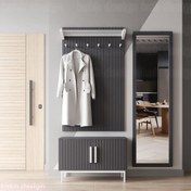 تصویر چوب لباسی جاکفشی و آینه ورودی خانه کد 621 - عرض 120 ارتفاع 200 / 