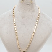 تصویر گردنبند زنجیری مدل آیس کیوب، استیل، مشابه طلا، رنگ طلایی D09 