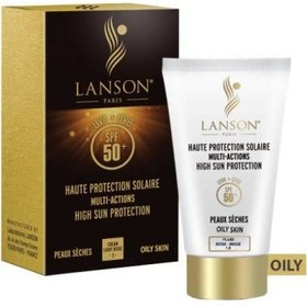 تصویر کرم ضد آفتاب و ضد چروک لنسون شماره 3 مناسب پوست چرب SPF50 Lanson sunscreen and anti wrinkle Multi action for oily skin NO. 3 SPF50 Cream 40ml