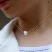 تصویر گردنبند سواروسکی مکعبی و گوی نقره 
