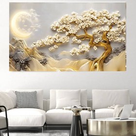 تصویر تابلو‌بوم چاپی ‌مدل درخت و ماه 