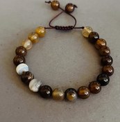 تصویر دستبند سنگ طبیعی عقیق قهوه ای سایز ۸ میل 