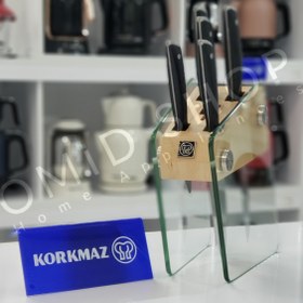 تصویر سرویس چاقو آشپزخانه 6 پارچه کرکماز مدل A685 ا Korkmaz Vetra Glass Stand Knife Set A685 