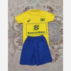 تصویر تیشرت با شورت تیم ملی والیبال برزیل brazil رنگ زرد شورت ابی 