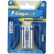 تصویر باتری قلمی سوپر آلکالین گیگاسل بسته 2 عددی مدل LR6 gigacell super alkaline size aa 1.5v lr6