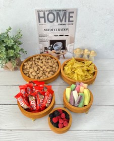 تصویر ظروف چوبی پایه دار 