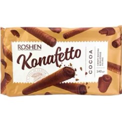 تصویر ویفر رولی کانافتو روشن Roshen Konafetto با طعم شکلات 140 گرم 