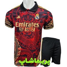 تصویر کیت کانسپت رئال مادرید طرح دراگون قرمز - L Real Madrid Concept Kit Red Dragon Design