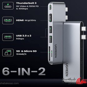 تصویر هاب مبدل 6 پورت Type-C یوگرین مدل 80856 CM380 UGREEN CM380 80856 Type-C 5Port Adapter