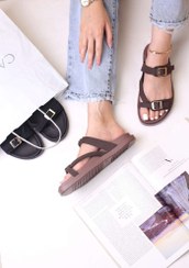 تصویر صندل زنانه زارا مدل ۲۵۳ لا انگشتی رنگ مشکی و قهوه ای 