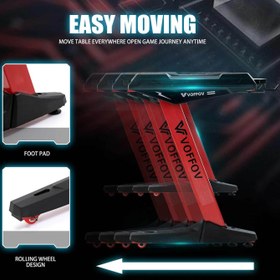 تصویر میز گیمینگ VOFFOV Gaming Desk w/ LED Lighting Red 