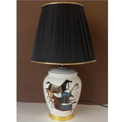 تصویر آباژور رومیزی سرامیکی طرح اسب هرمس 