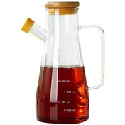 تصویر روغن ریز پیرکس با در بامبو مدل 800 میل Pyrex fine oil container with bamboo lid 800 ml