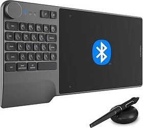 تصویر تبلت طراحی بی سیم Huion Inspiroy Keydial KD200 Bluetooth Graphic Graphic با صفحه کلید شماره 5 کلیدهای اکسپرس سفارشی قلم بدون باتری ، 8.9x5.6 اینچ تبلت هنری سازگار با ویندوز ، مک ، اندروید HUION Wireless Drawing Tablet Inspiroy Keydial KD200 Bluetooth Graphic Tablet with Keyboard Dial 5 Customized Express Keys Battery-Free Pen, 8.9x5.6 inch Art Tablet Compatible with Windows,Mac,Android