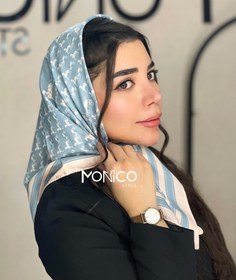 تصویر مینی اسکارف ابریشم هرمس آبی کد3024 