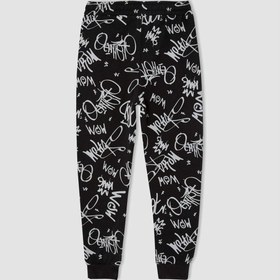 تصویر شلوار عرقیگیری با طراحی چاپی و فیت اسلیم برند Defacto Slim Fit Printed Shirred Sweatpants