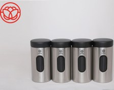 تصویر بانکه حبوبات اورانوس مدل استوانه استیل خشدار مشکی 