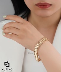 تصویر دستبند نمادار طرح طلا،برند ژوپینگ،آبکاری طلا،ضد حساسیت 