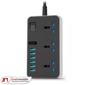 تصویر چند راهی هوشمند 3000 وات ارلدام مدل ES-SC04 Earldom Multiport Power Socket 6 USB Port and 3 Universal Power Socket 3000W ES-SC04