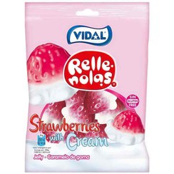 تصویر پاستیل بدون گلوتن اسپانیایی ویدال Vidal Jelly Filled Strawberries مدل توت فرنگی 85 گرم 