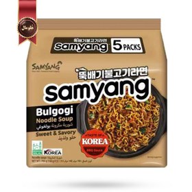 تصویر نودل سامیانگ samyang مدل گوشت طعم دار Bulgogi وزن 125 گرم پک 5 تایی 