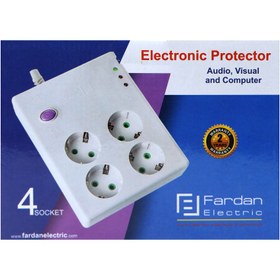 تصویر محافظ برق 4 خانه کامپیوتر فردان الکتریک با کابل 3 متری مدل 31002 Fardan Electric 31002 Voltage Protector