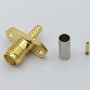 تصویر کانکتور SMA مادگی سرکابلی پنلی دو سوراخه مستقیم RG174/RG316 