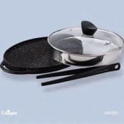 تصویر تابه گریل چدن گرد کوچک یونیک سایز 28 بدون چوب کد un-6007 